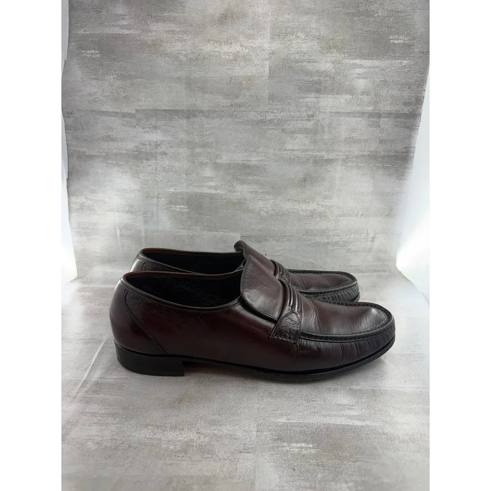 Florsheim Men Brown Leather Apron Toe Slip On Loafers Dress Shoes Sz 14D